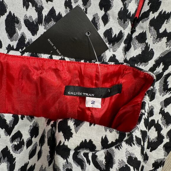 Clavin Tran Designer Black And White Animal Print Midi Skirt 2 New With Tags - Picture 3 of 5